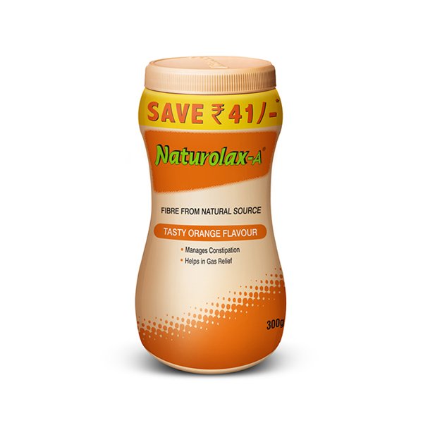 Naturolax -A Powder | For Constipation, Gas & Stomach Care | Natural Source | Flavour Tasty Orange|300gm Powder