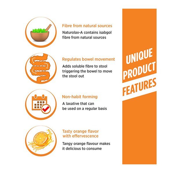 Naturolax -A Powder | For Constipation, Gas & Stomach Care | Natural Source | Flavour Tasty Orange