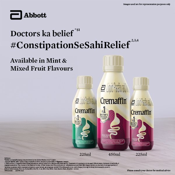 Cremaffin Constipation Relief with Liquid Paraffin | For Stomach Care | Mixed Fruit|225ml