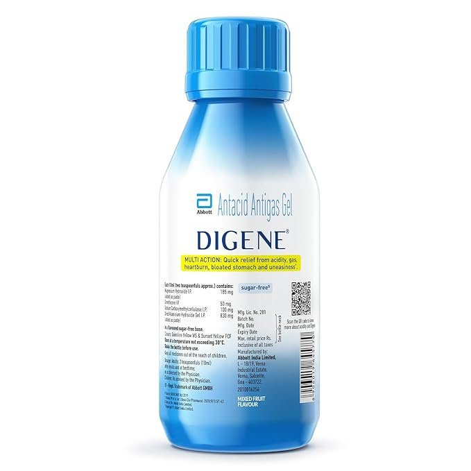Digene Antacid Antigas Gel | For Acidity, Gas, Heartburn & Stomach Care | Flavour Mixed Fruit