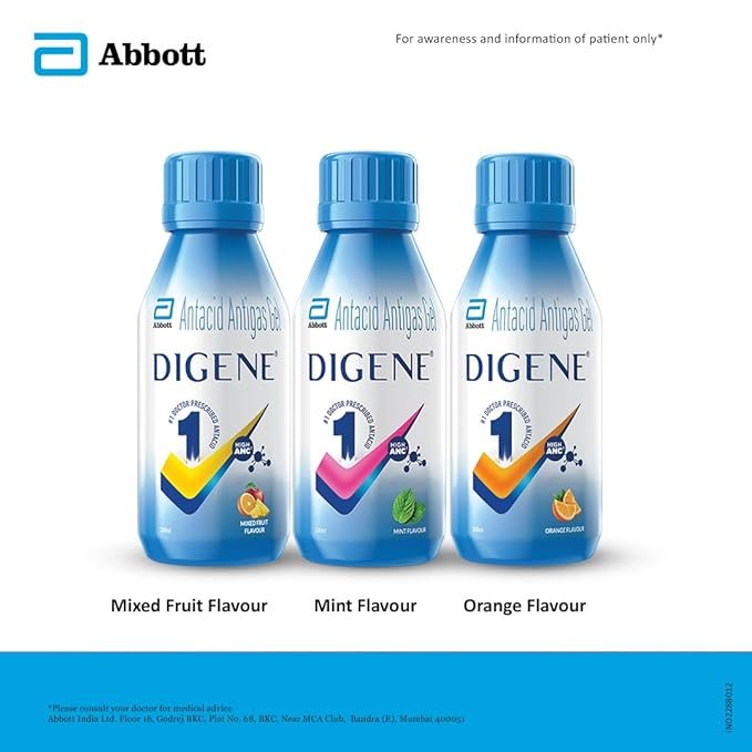 Digene Antacid Antigas Gel | For Acidity, Gas, Heartburn & Stomach Care | Flavour Mixed Fruit